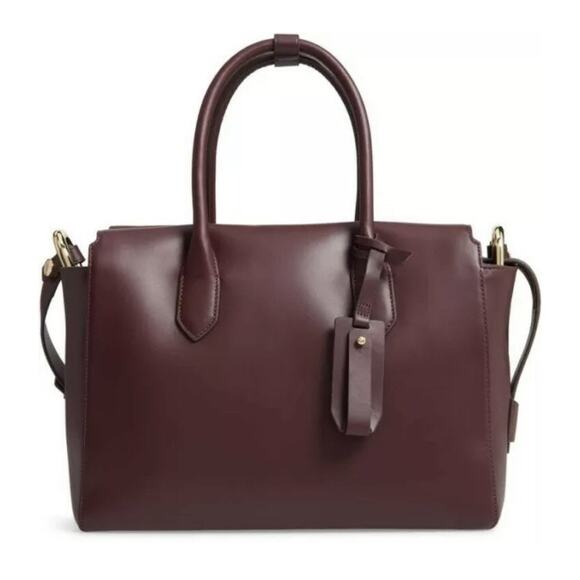 New $328 J Crew Harper Satchel Bag Purse Crossbody Top Handle Oxblood Burgundy